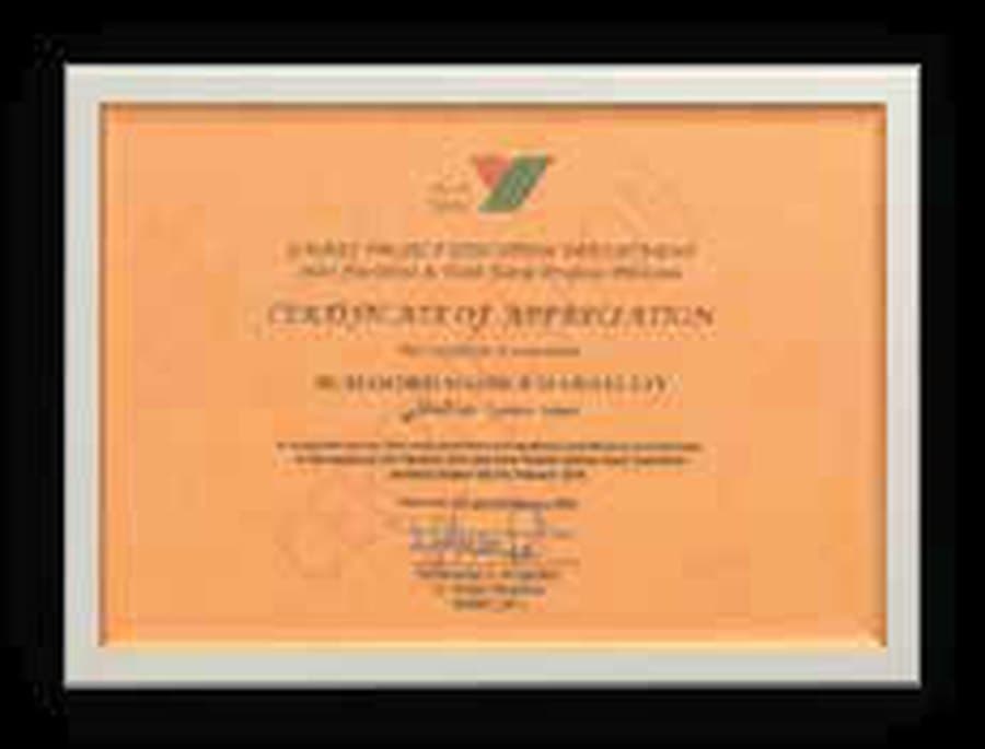 Certificate of Appreciation
